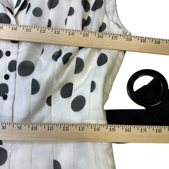 Kay Unger Polka Dot Silk Belted Dress Sz 8 Retro Classic Date Night - Picture 16 of 16